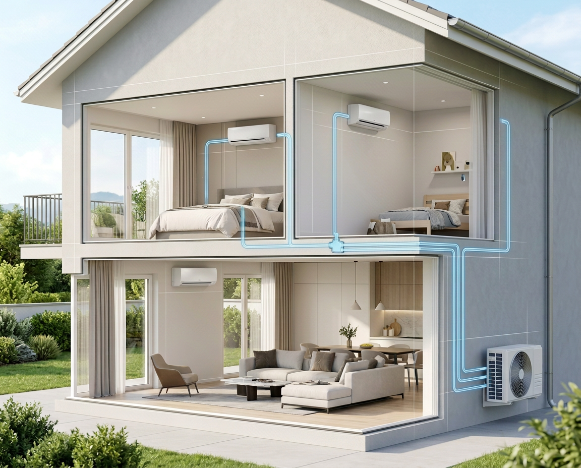 Villa suisse moderne avec unité extérieure discrète