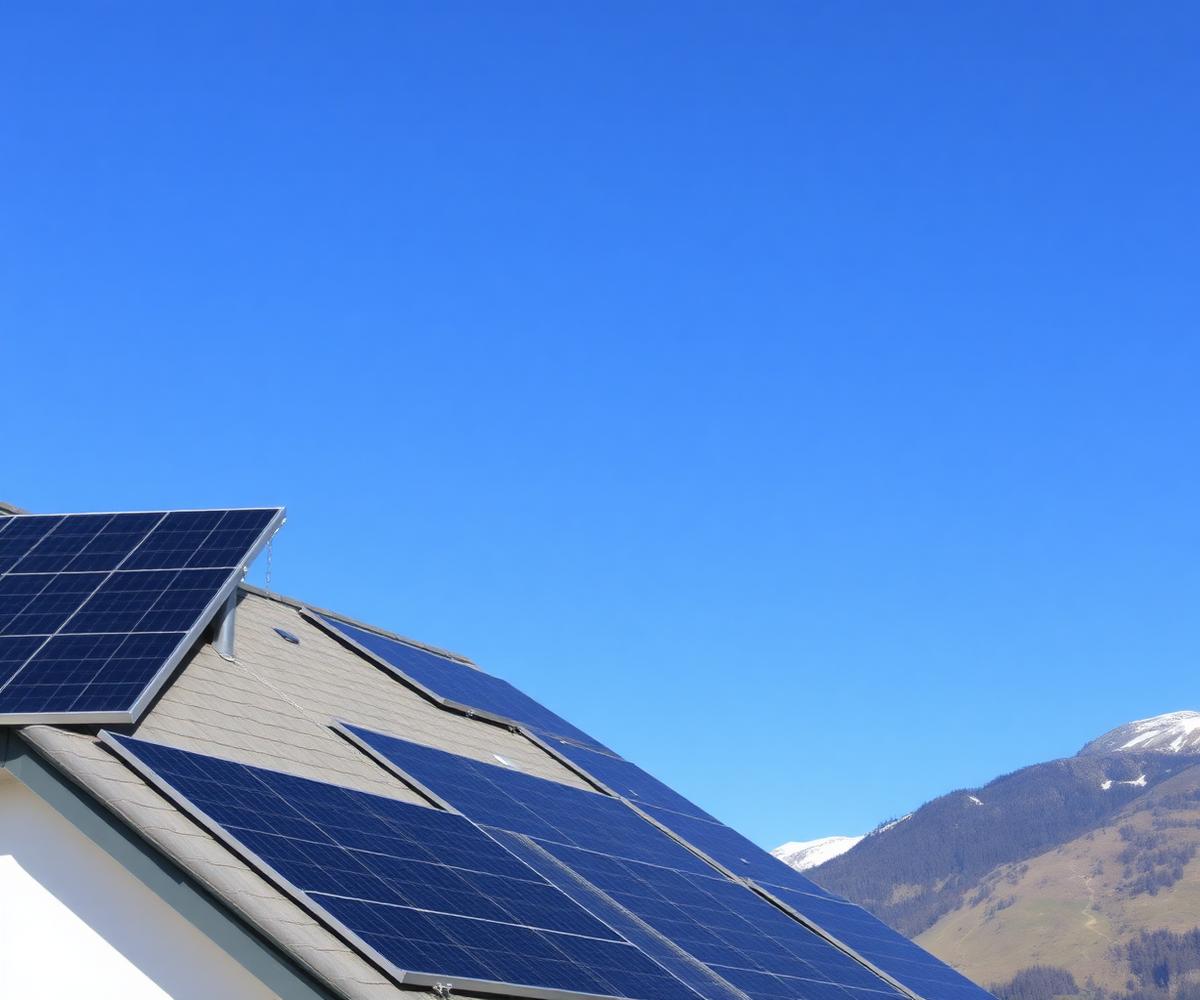 Toiture d'une maison équipée de panneaux photovoltaïques